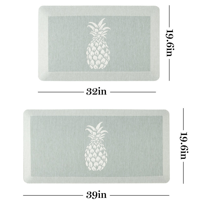Mint Green Pineapple Anti-Fatigue Kitchen Mat 19.6" x 39"