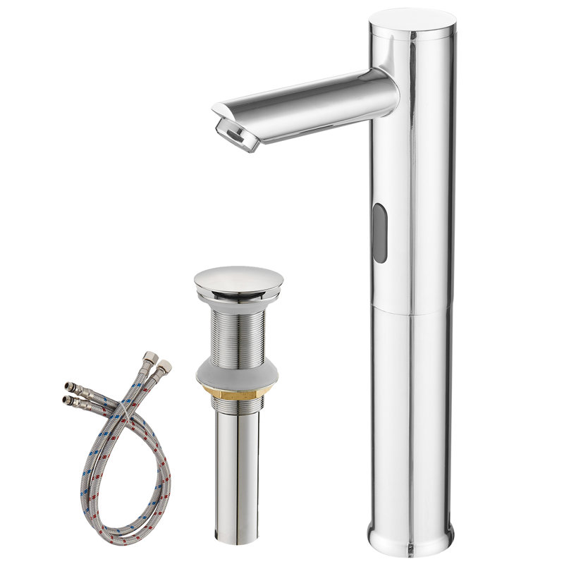 Polished Chrome Touchless Vessel Sink Faucet with Drain Assembly