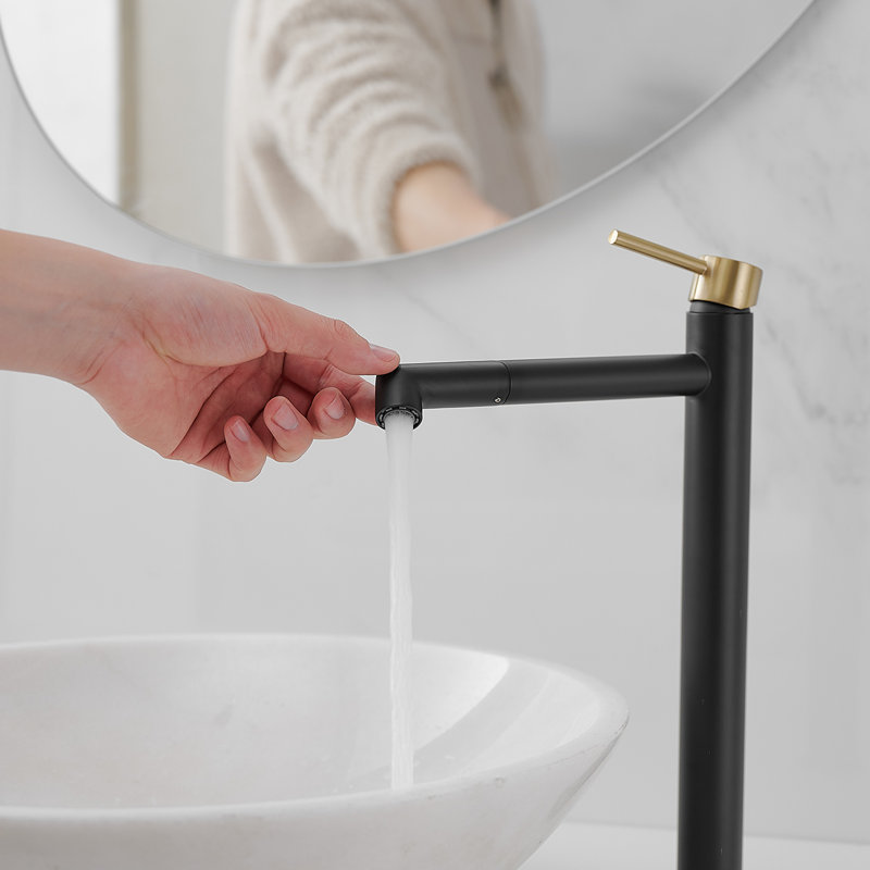 Matte Black and Gold Stainless Steel Single Handle Bathroom Faucet