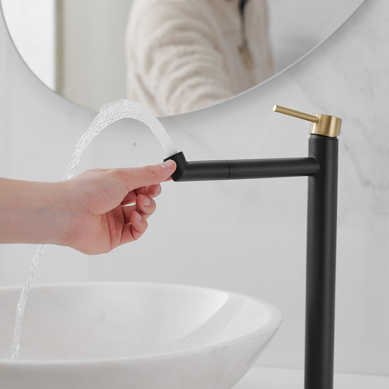 Matte Black and Gold Stainless Steel Single Handle Bathroom Faucet