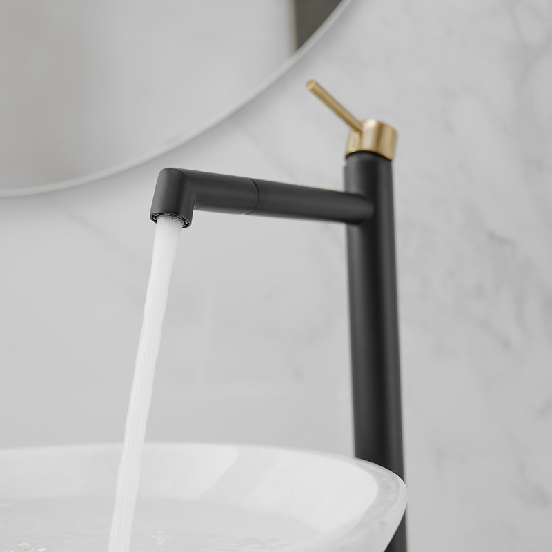Matte Black and Gold Stainless Steel Single Handle Bathroom Faucet