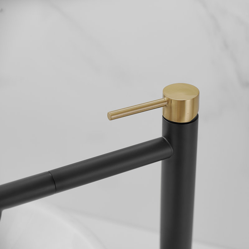 Matte Black and Gold Stainless Steel Single Handle Bathroom Faucet