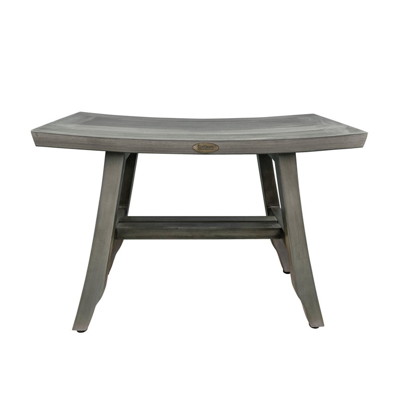 Satori Antique Gray Wide Teak Wood Spa Shower Bench, 26"