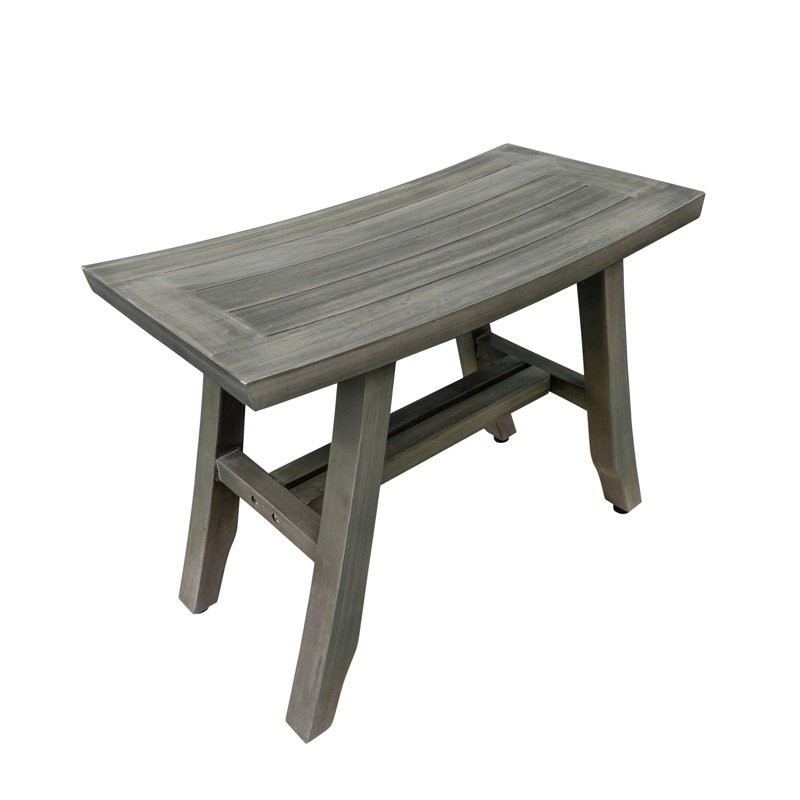 Satori Antique Gray Wide Teak Wood Spa Shower Bench, 26"