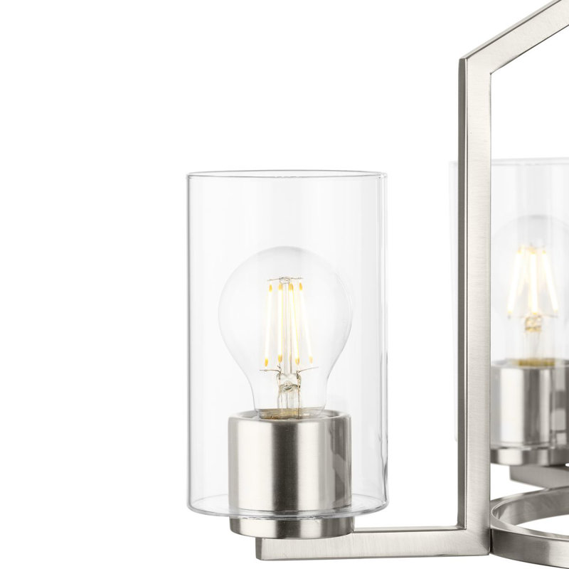 Brushed Nickel 5-Light Geometric Chandelier with Clear Glass Shades