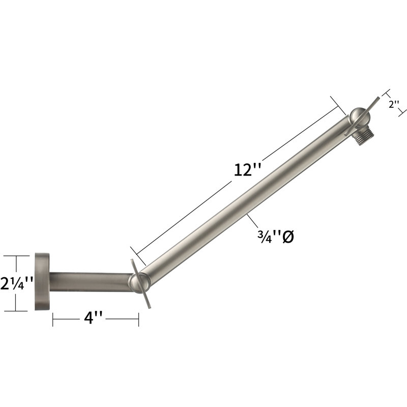 17'' Satin Nickel Adjustable Wall Mounted Shower Arm