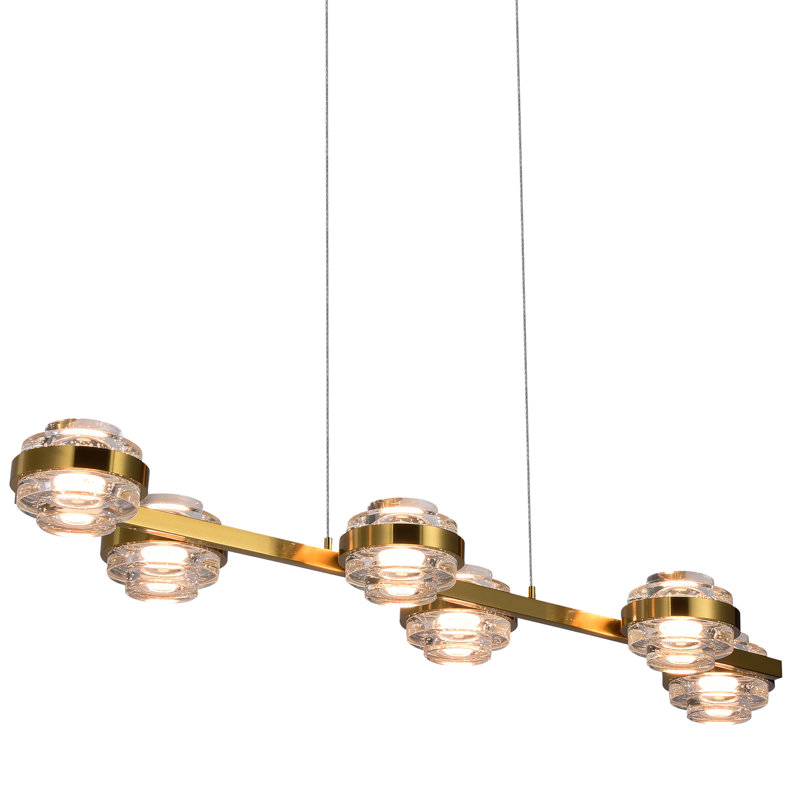 Milano Antique Brass 39-Inch 6-Light LED Linear Chandelier