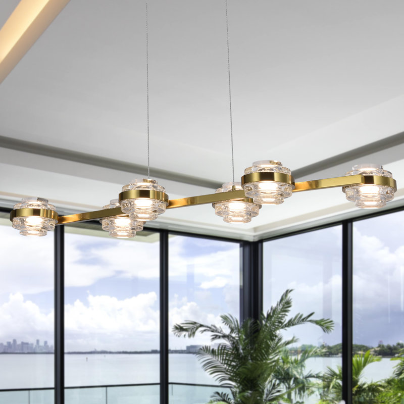Milano Antique Brass 39-Inch 6-Light LED Linear Chandelier