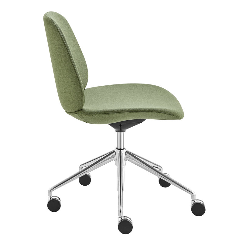 Green Fabric Upholstered Swivel Task Chair with Metal Frame