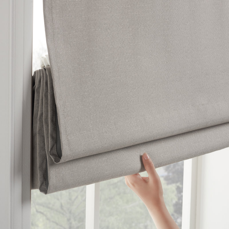 Gray Cordless Blackout Outdoor Roman Shade 33" x 64"