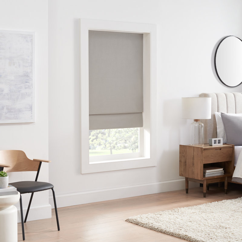 Gray Cordless Blackout Outdoor Roman Shade 33" x 64"