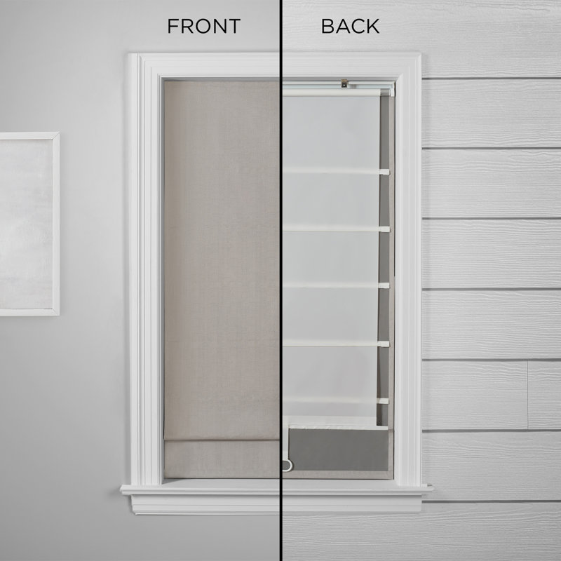 Gray Cordless Blackout Outdoor Roman Shade 33" x 64"