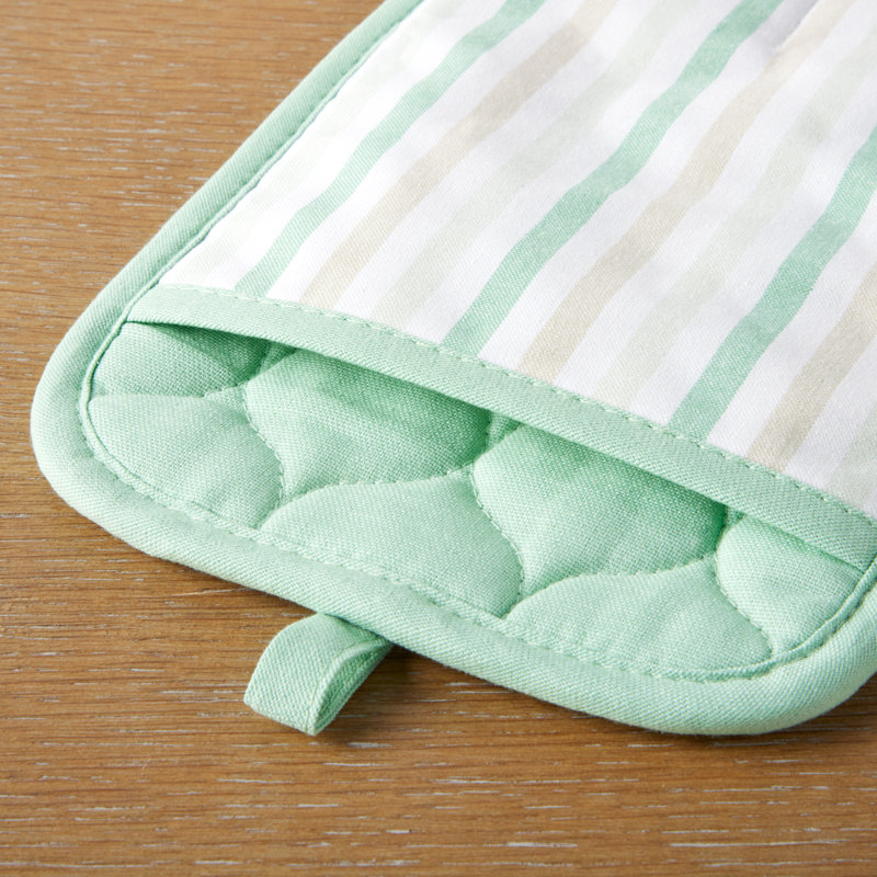 Mint Green Silicone Grip Cotton Pot Holder Set, 2-Pack