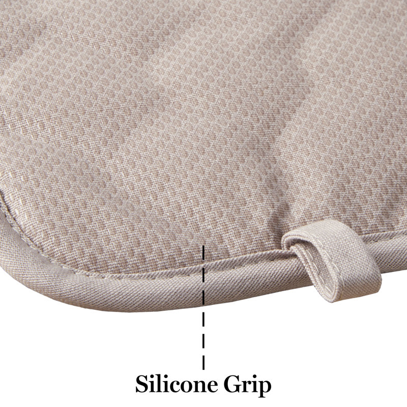 Beige and Brown Silicone Stripe Pot Holder Set