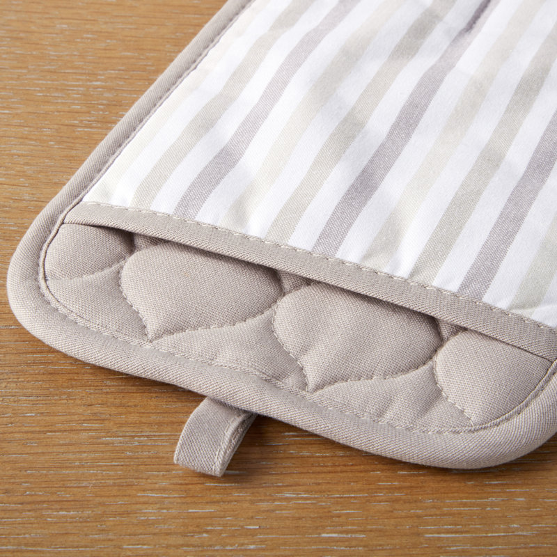 Beige and Brown Silicone Stripe Pot Holder Set