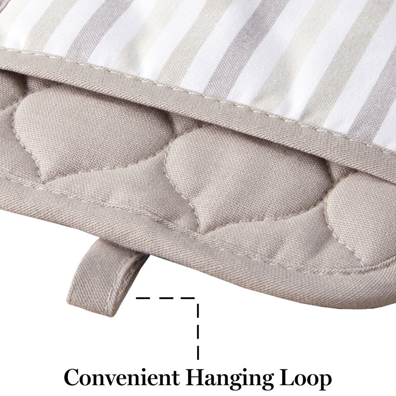 Beige and Brown Silicone Stripe Pot Holder Set