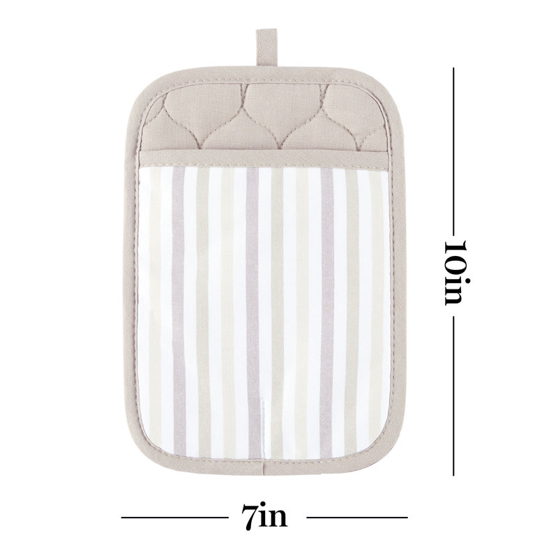 Beige and Brown Silicone Stripe Pot Holder Set