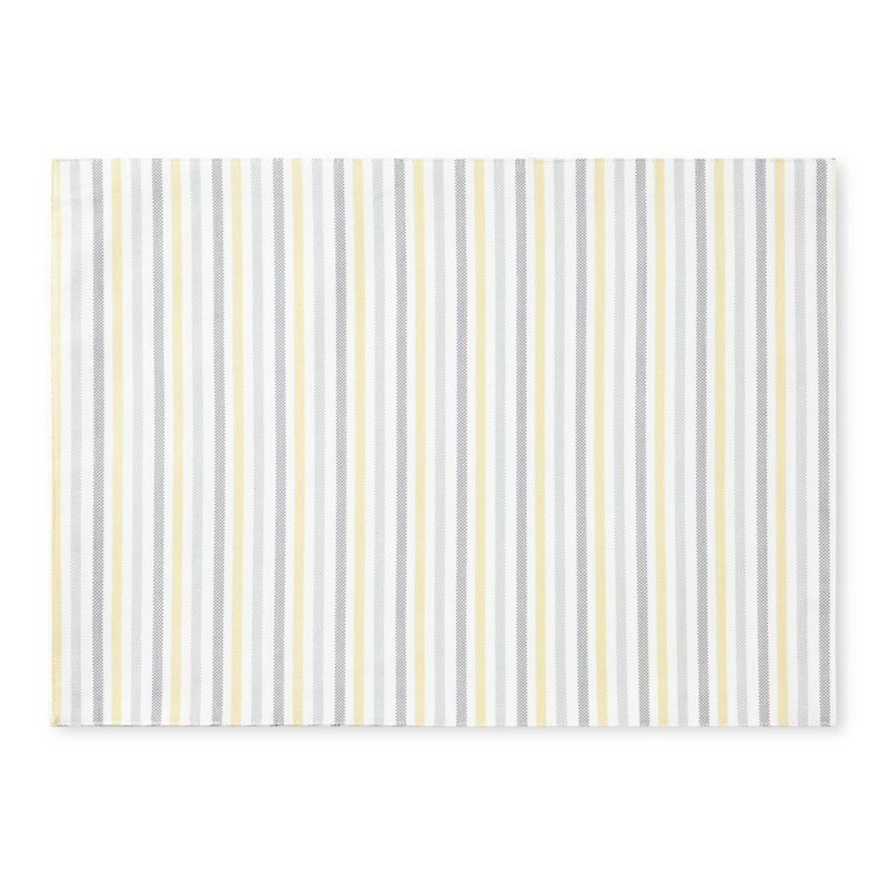 Grey and Yellow Striped Cotton-Polyester Placemats, 13"x17.5", Set of 4