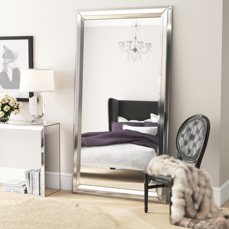 Oversized Rectangular Wood Framed Vertical Mirror