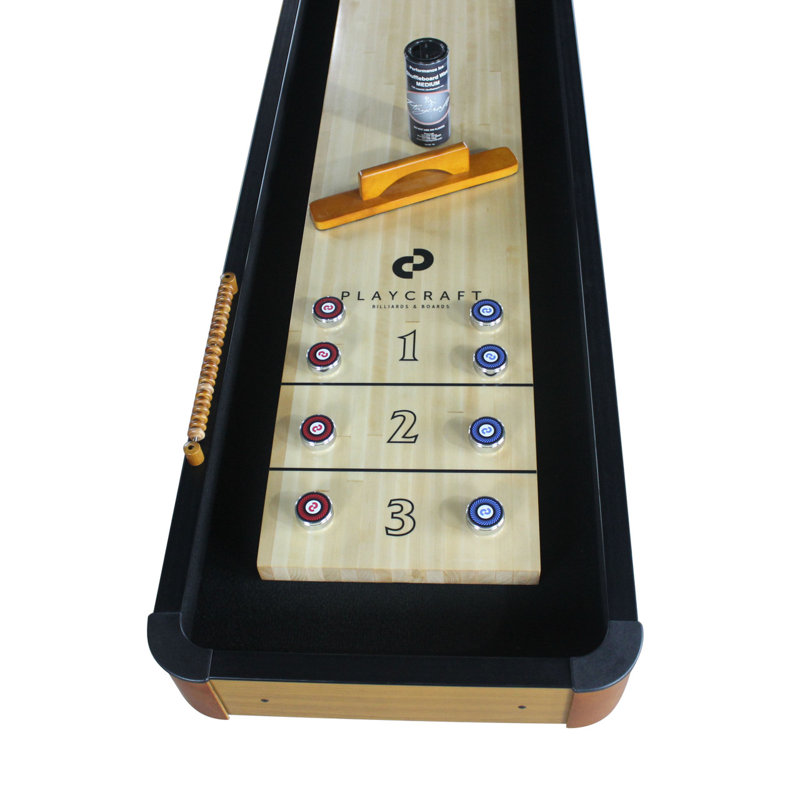 Honey Oak 14' Shuffleboard Table with Metal Leg Levelers