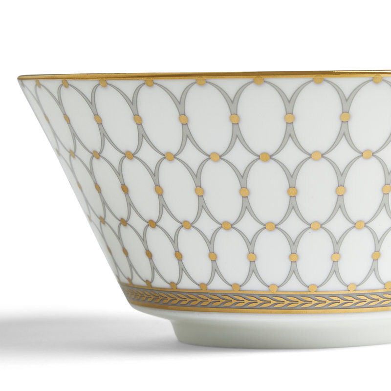 White Ceramic Cereal Bowl with 22-Carat Gold Detailing
