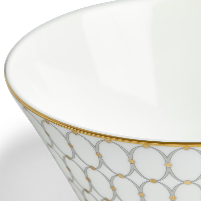 White Ceramic Cereal Bowl with 22-Carat Gold Detailing