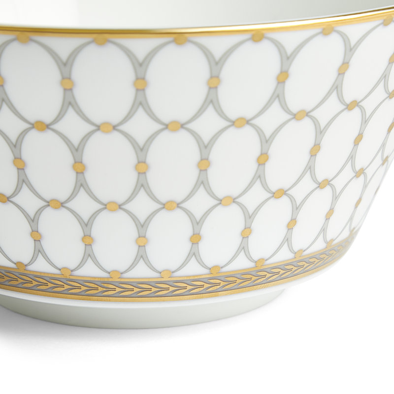 White Ceramic Cereal Bowl with 22-Carat Gold Detailing