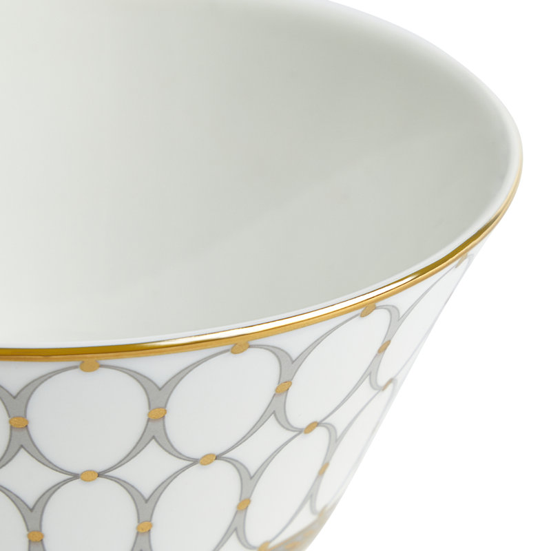 Grey and Gold Ceramic Microwave Safe Rice Bowl