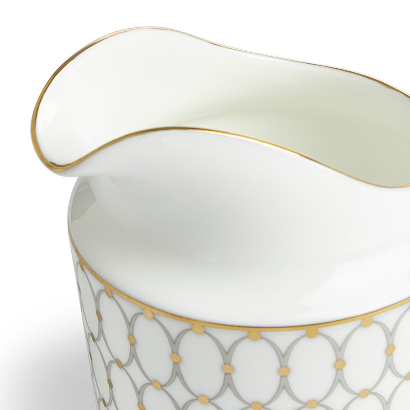 Renaissance Grey Bone China Sugar & Creamer Set with Gold Detailing
