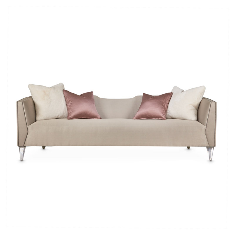 Linea 100'' Gray Velvet and Fabric Stationary Sofa