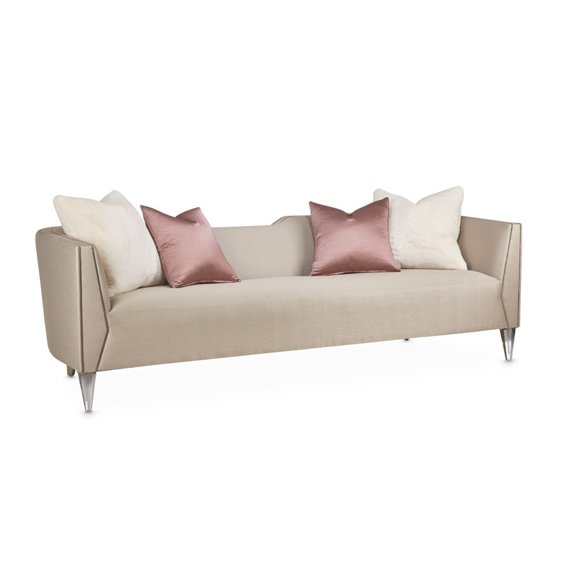 Linea 100'' Gray Velvet and Fabric Stationary Sofa