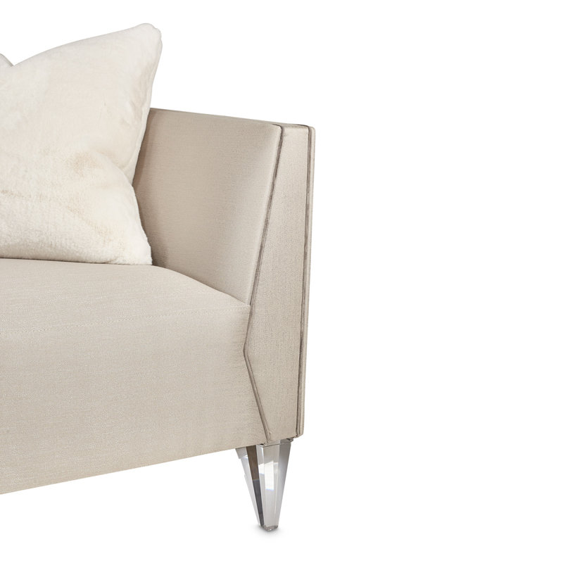 Linea 100'' Gray Velvet and Fabric Stationary Sofa