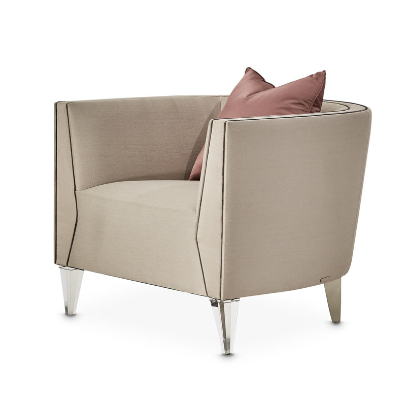 Linea Contemporary Gray Velvet Accent Chair with Shimmer Accents