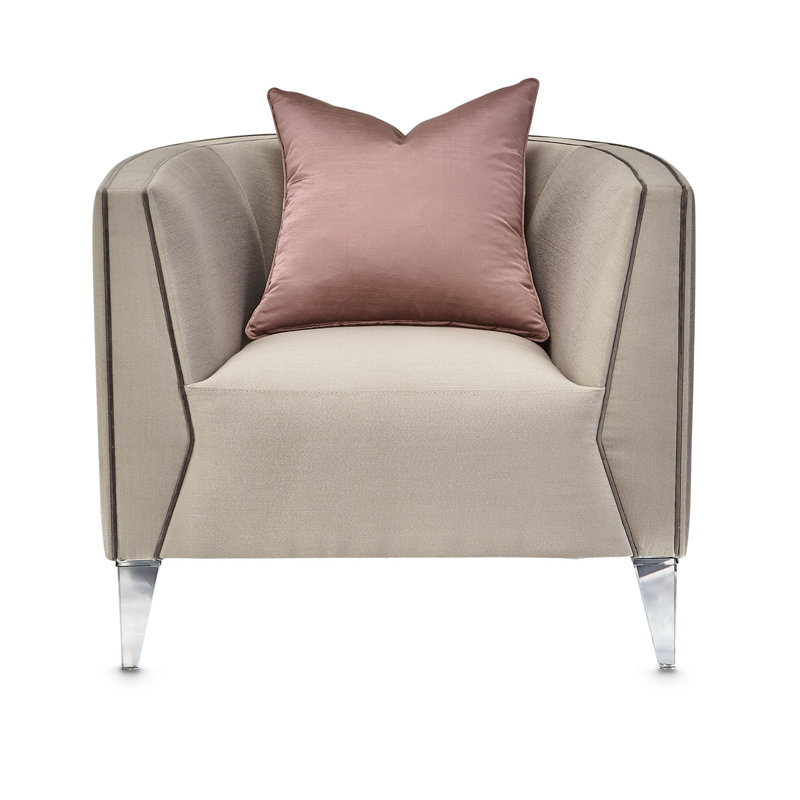 Linea Contemporary Gray Velvet Accent Chair with Shimmer Accents