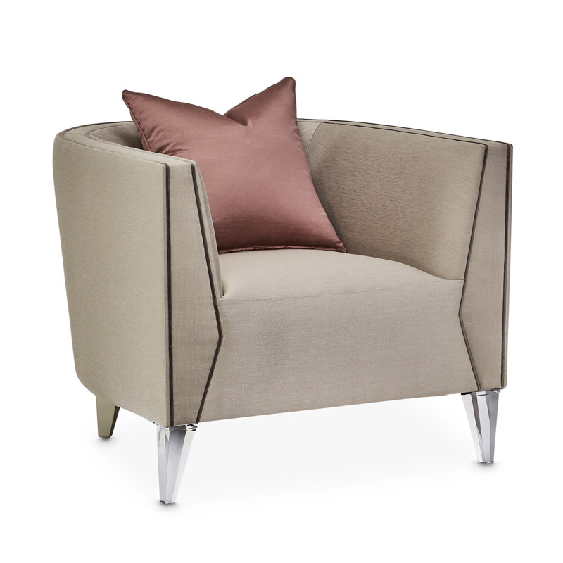 Linea Contemporary Gray Velvet Accent Chair with Shimmer Accents