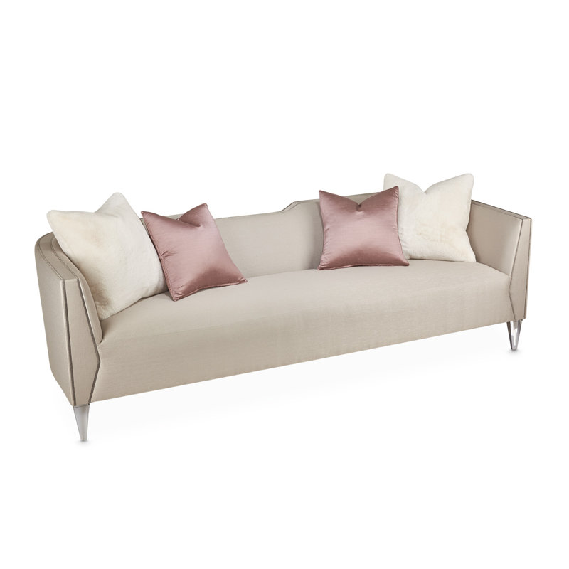 Linea 100'' Gray Velvet and Fabric Stationary Sofa