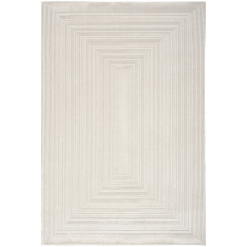Ivory Geometric 4' x 6' Handmade Synthetic Easy Care Rug