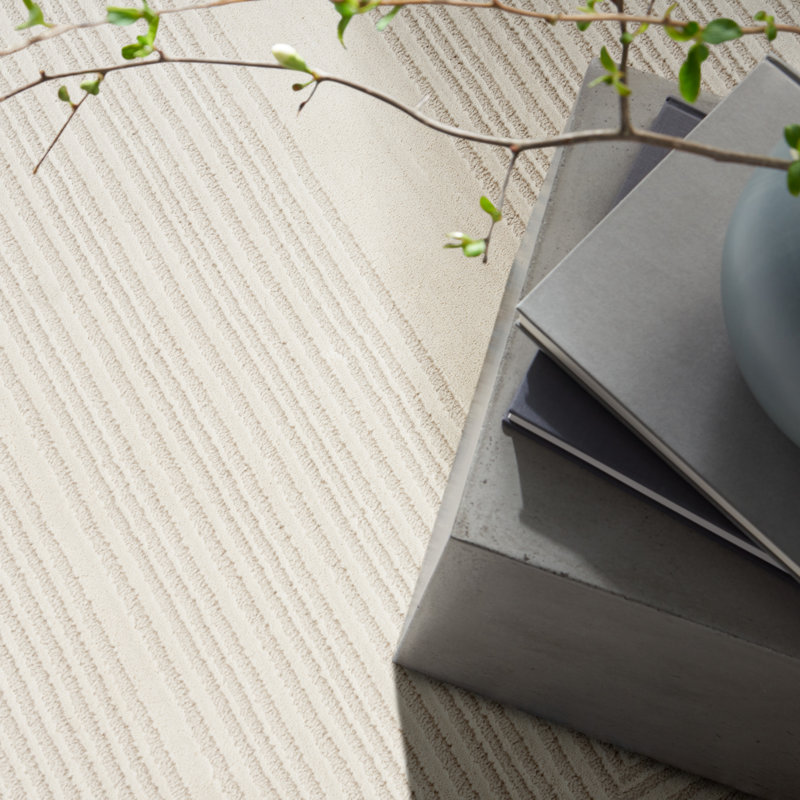 Ivory Geometric 4' x 6' Handmade Synthetic Easy Care Rug