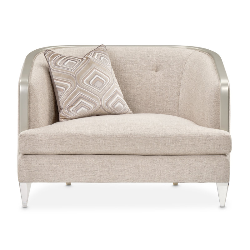 Beige Upholstered Accent Chair with Acrylic Feet
