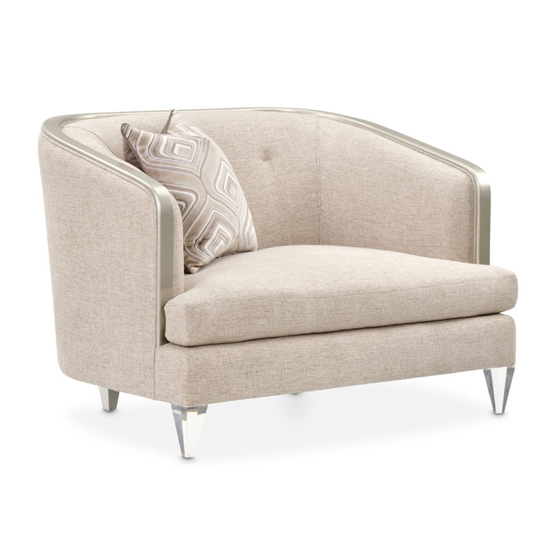 Beige Upholstered Accent Chair with Acrylic Feet