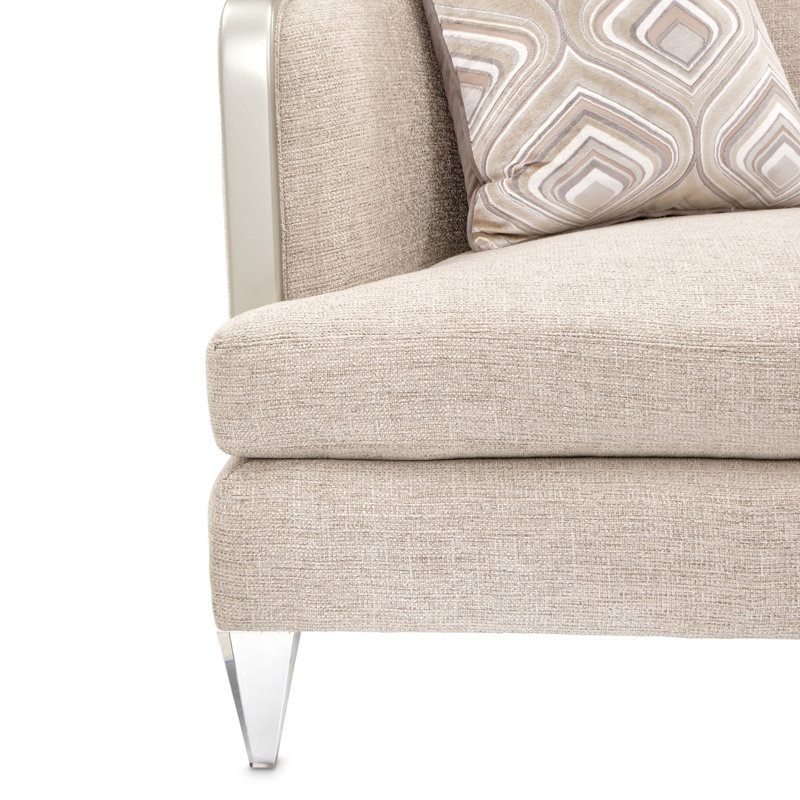 Beige Upholstered Accent Chair with Acrylic Feet