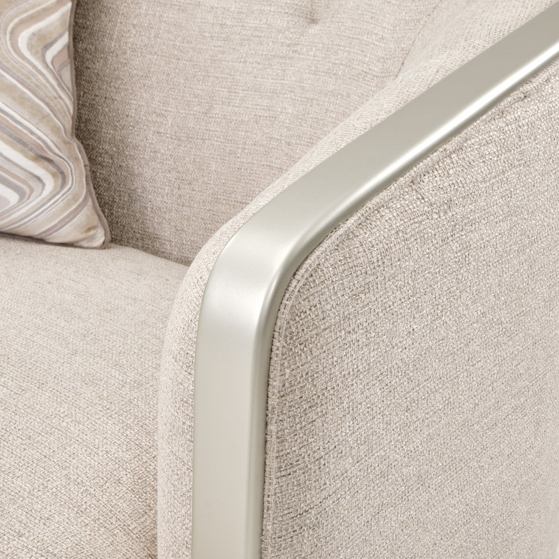 Beige Upholstered Accent Chair with Acrylic Feet