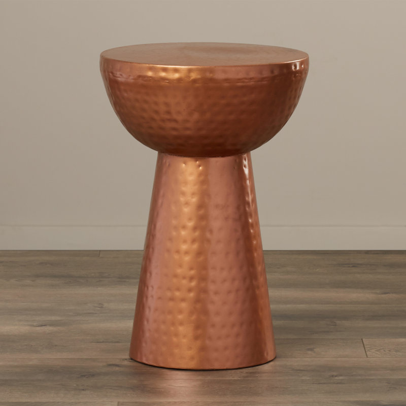 Vintage-Inspired Copper Metal Round Accent Stool - 22.5" x 15.4"