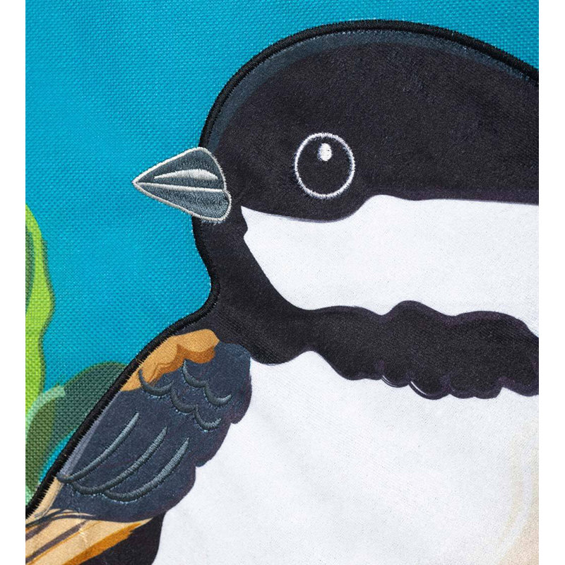 Reversible Forsythia and Chickadee Polyester House Flag