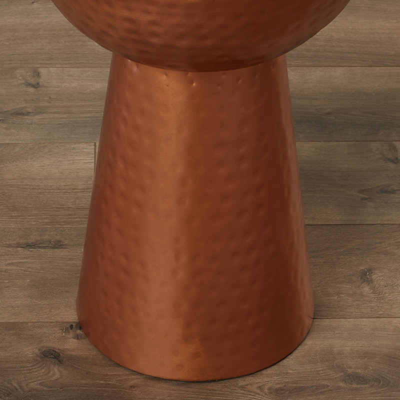 Vintage-Inspired Copper Metal Round Accent Stool - 22.5" x 15.4"