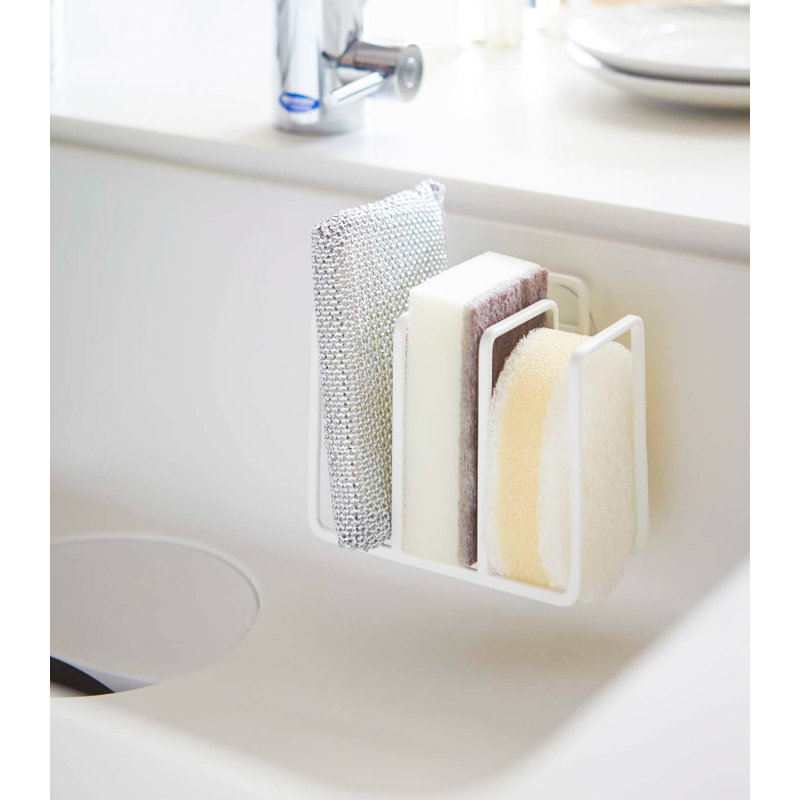 White Metal Suction Mount Sponge Holder for Kitchen Sink