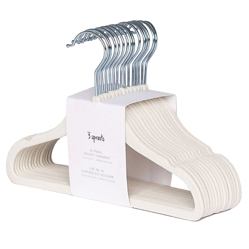 Cream Velvet Non-Slip Baby Clothes Hangers, Pack of 30