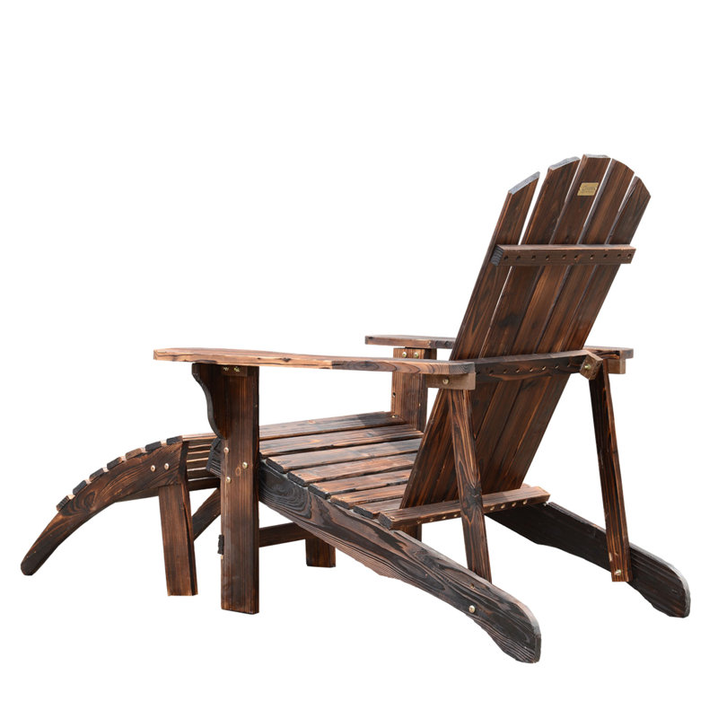 Rustic Brown Fir Wood Adirondack Chair with Ottoman