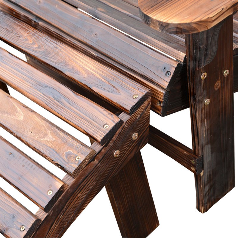 Rustic Brown Fir Wood Adirondack Chair with Ottoman