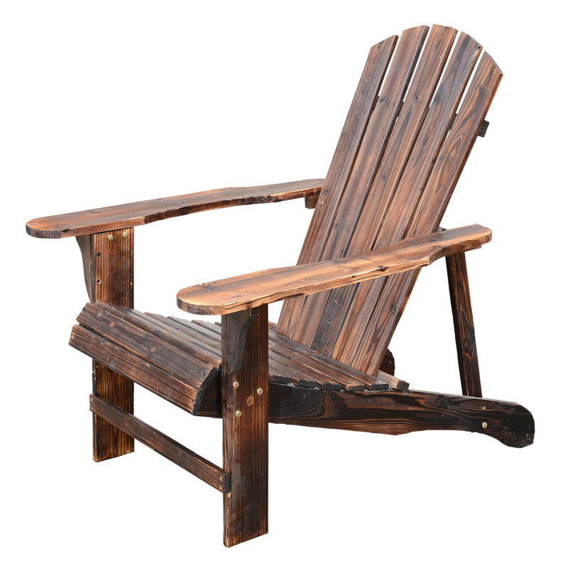 Rustic Brown Fir Wood Adirondack Chair with Ottoman